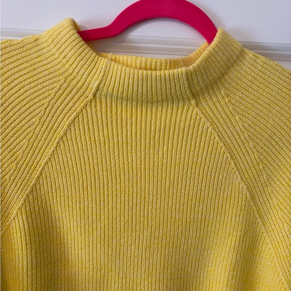 Free People Sunny Yellow Ribbed Mock Neck Sweater - Picture 3 of 6